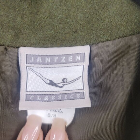 VTG Deadstock Jantzen Classics Olive Green Wool Blazer Embroidered Pocket Size 8 - Picture 5 of 12